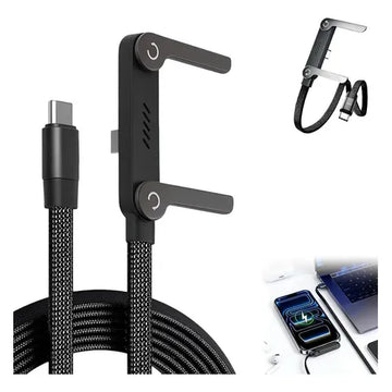 240W Type C Fast Charging Cable with Invisible Holder – 2-in-1 Mobile Stand Cable